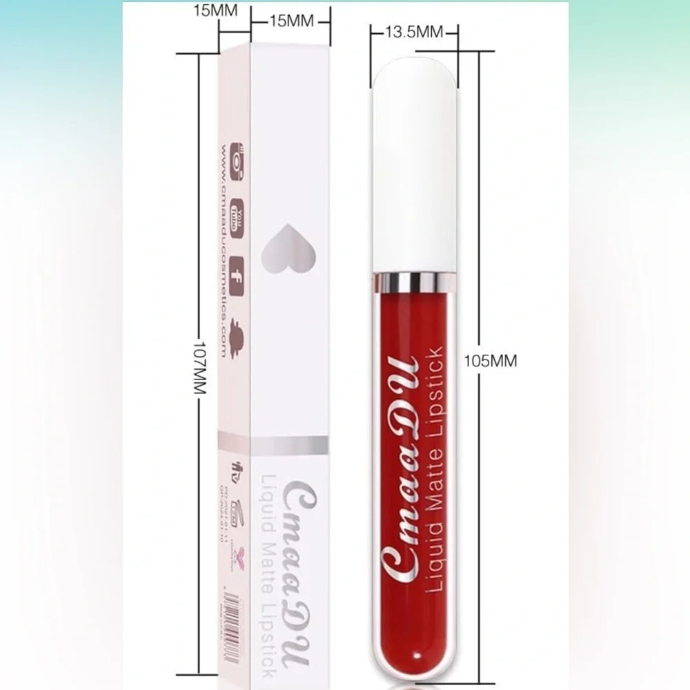 CmaaDu (17) Wine Red Liquid Matte Lipstick. 24 Hour Lips.  #17